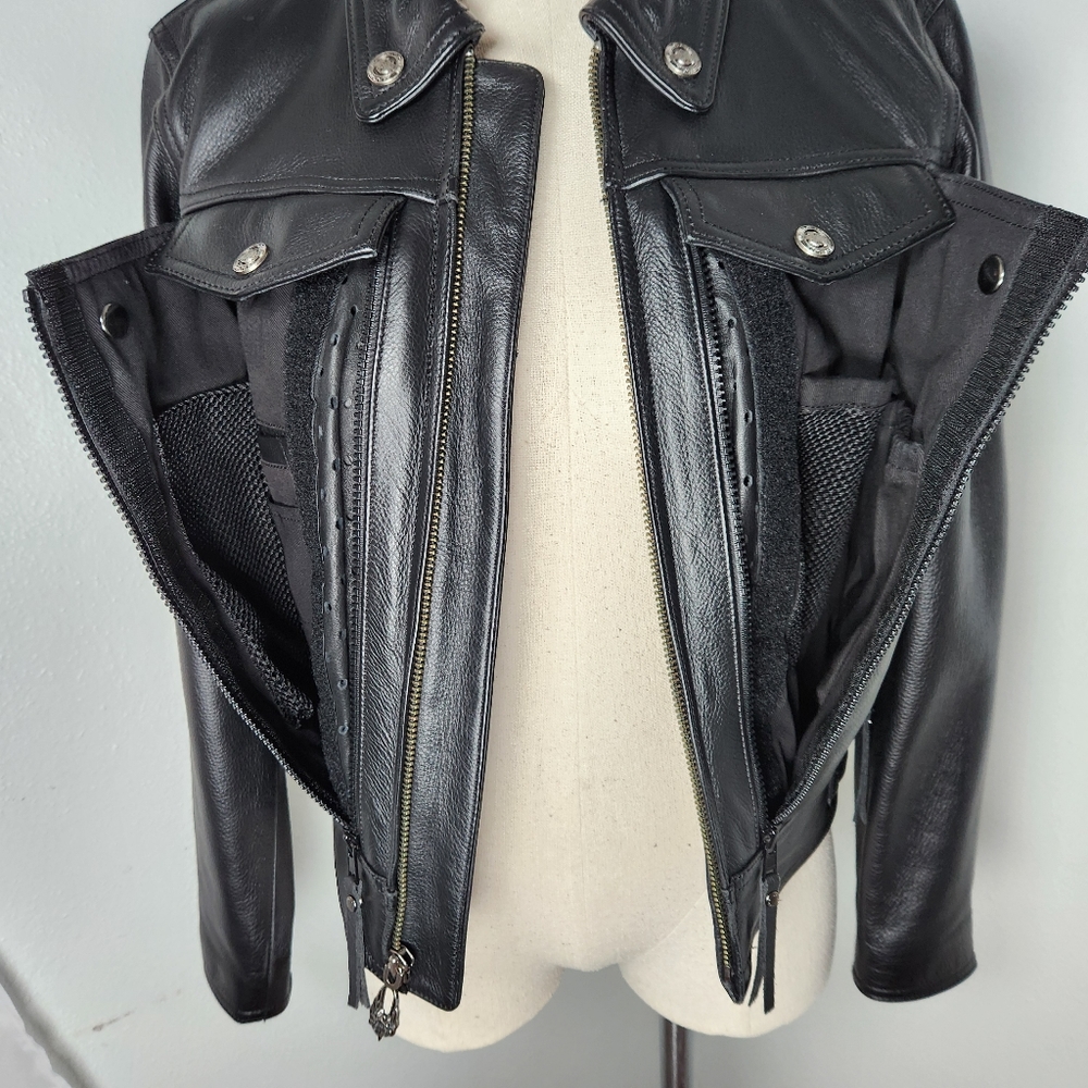 Harley Davidson Women's Black Leather Jacket XS - Picture 7 of 16